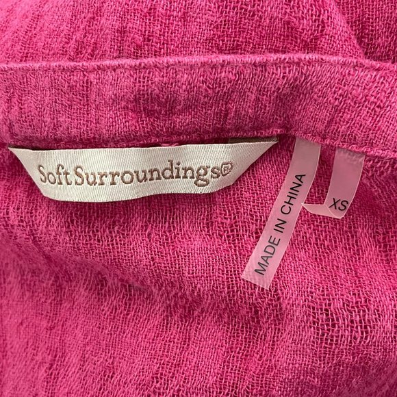 Soft Surroundings XS Hot Pink Linen Cotton Blend Textured Button Down Shirt - Picture 6 of 7